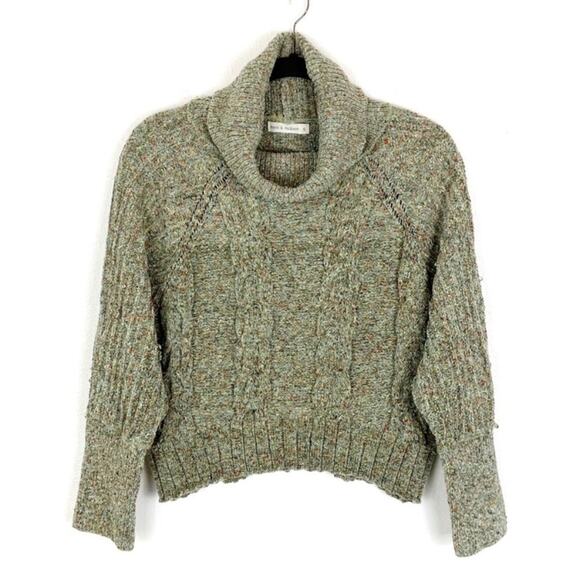 Moon & Madison Cropped Turtle Neck Sweater Small Variegated Green - Picture 1 of 7